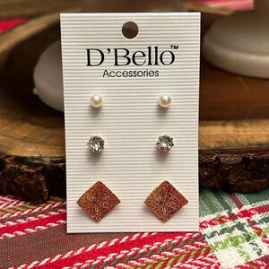 D’Bello Accessories Stud Earring Set - 3 Pairs New